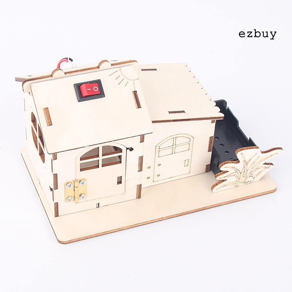 EY-Wooden Puzzle Educational Luminous Handcraft Solar House Model Puzzle Toy for Children