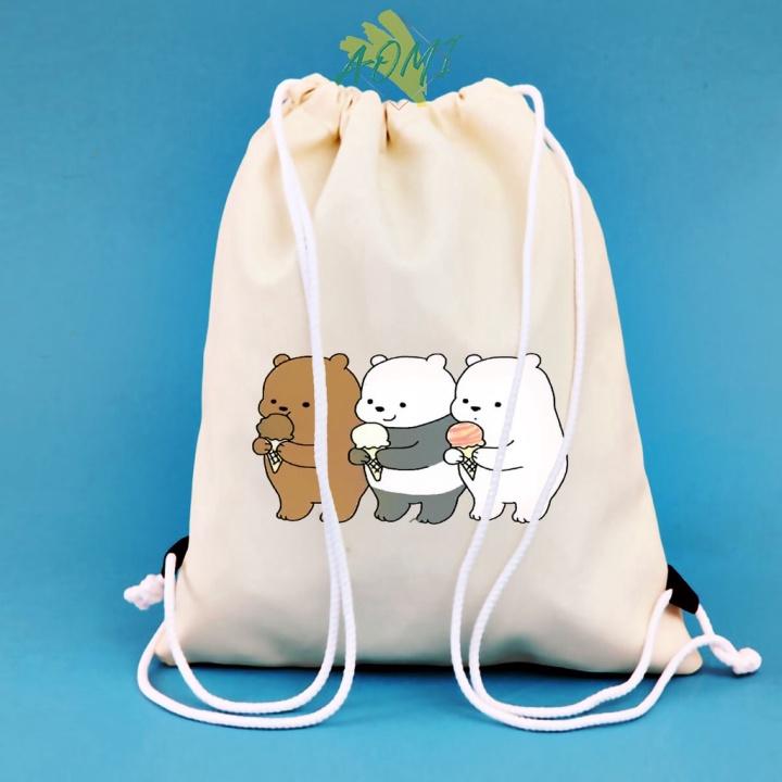 BALO MINI GẤU TRÀ SỮA AOMIVN DÂY RÚT NHỎ XINH UNISEX CHẤT CANVAS THỜI TRANG CUTE XINH ĐẸP TIỆN ÍCH