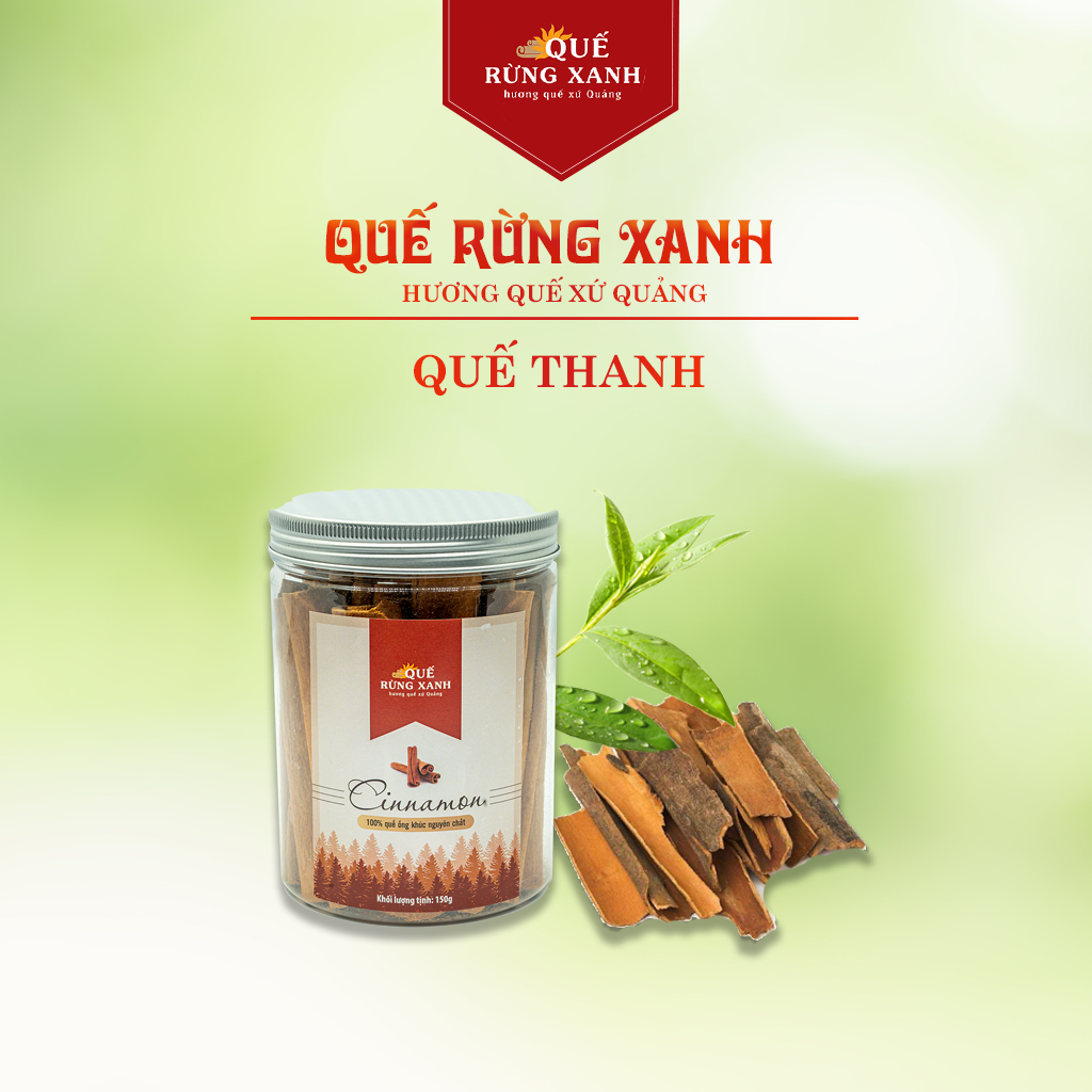 Vỏ quế thanh đã cạo vỏ nguyên chất 100%, nấu ăn, chống hôi miệng, ngăn ngừa các bệnh về tim 150g/hộp Quế Rừng Xanh - CHÍNH HÃNG