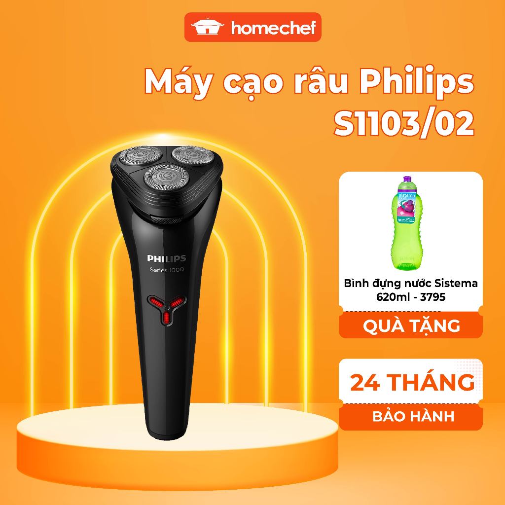 Máy Cạo Râu khô &amp; ướt du lịch Philips S1103/02, An Toàn Cho Da, bảo hành 2 năm| Hàng chính hãng