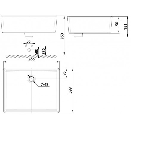 Chậu rửa lavabo đặt bàn American Square WP-F611 (chậu chưa bao gồm vòi nước và bộ xả)