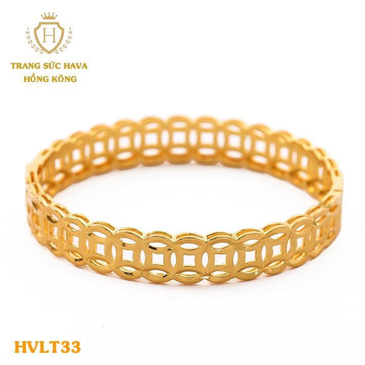 Lắc Tay, Vòng Tay Nữ Kim Tiền Trơn Xi Mạ Vàng Non Cao Cấp - Trang Sức Hava Hong Kong - HVLT33