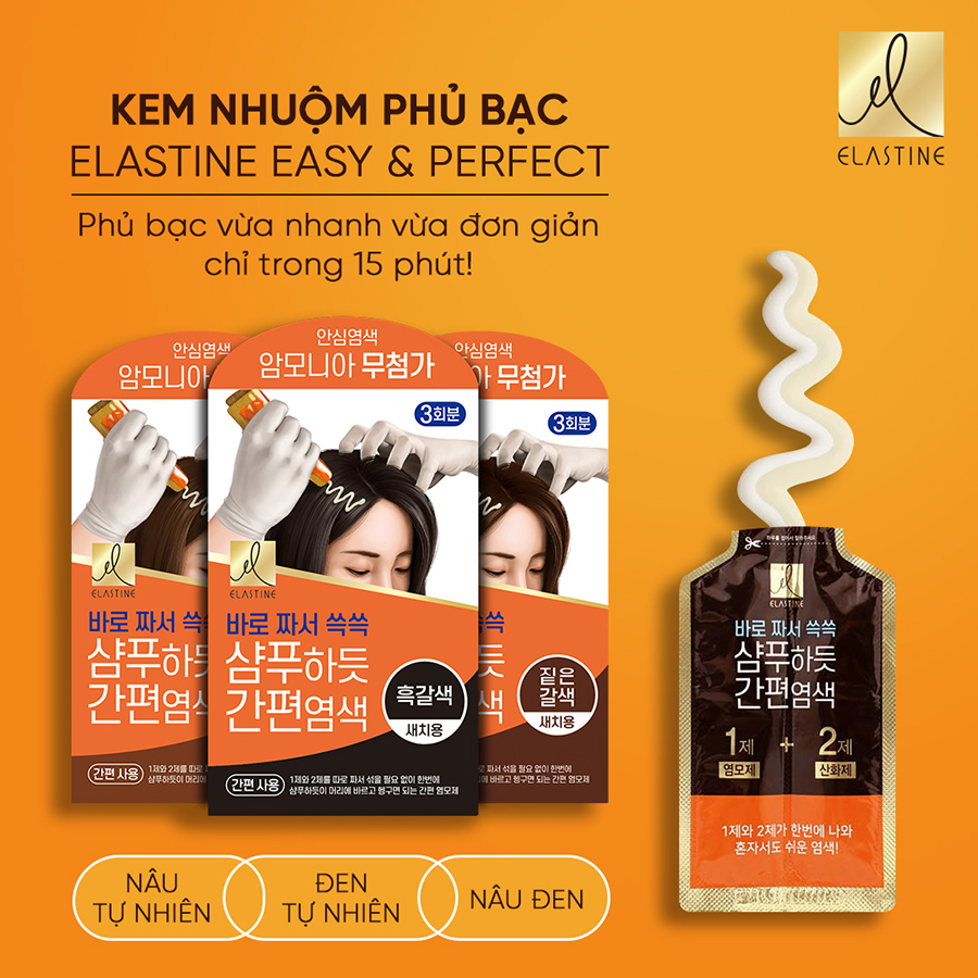 Thuốc Nhuộm Phủ Bạc Elastine Easy &amp; Perfect Hair Dye 60g