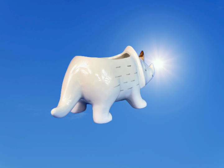 Ly sứ trang trí hình Tê giác