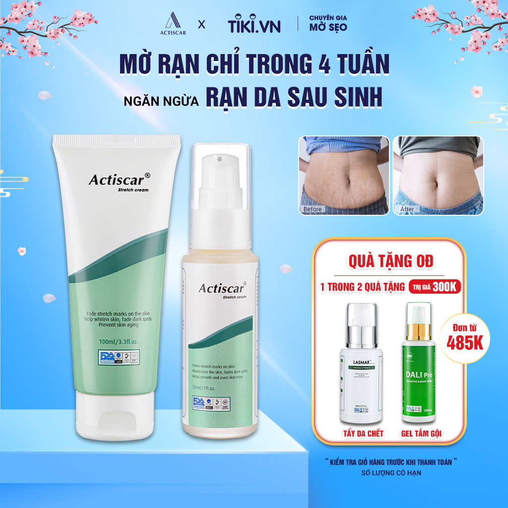 Combo Kem Rạn Da Actiscar Stretch 100ml và Serum Rạn Da 30ml