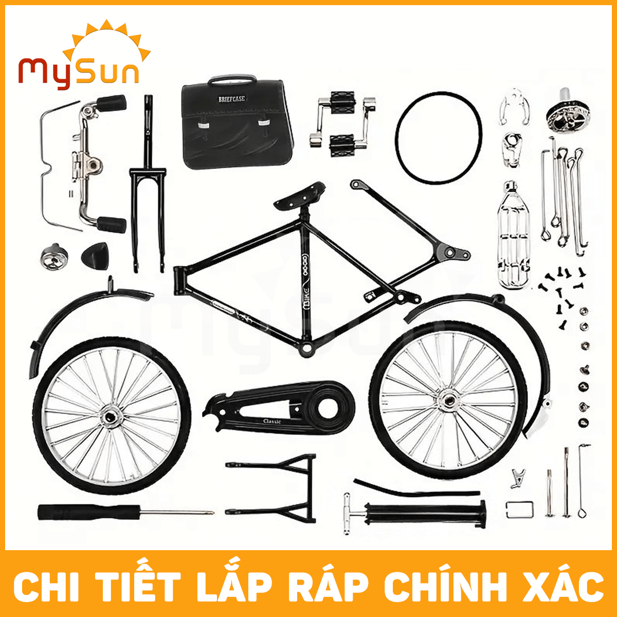 Mô hình xe đạp mini kim loại đồ chơi cho bé giá rẻ tỷ lệ 1:10 MySun