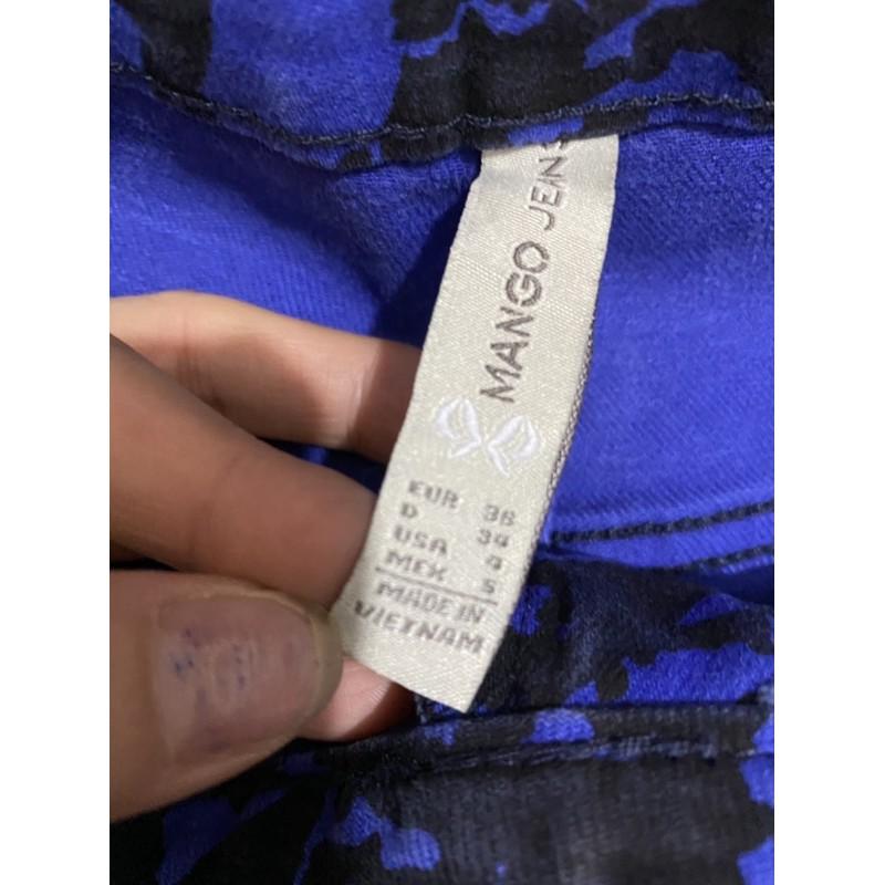 Quần sọt jean size 28 xanh hoạ tiết