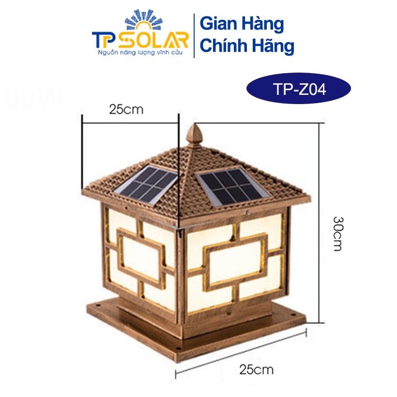 Đèn Trụ cổng Vuông Có Mái Năng Lượng Mặt Trời TP Solar TP-Z04 25x25x31cm Trang Trí Cổng, Chống Nước