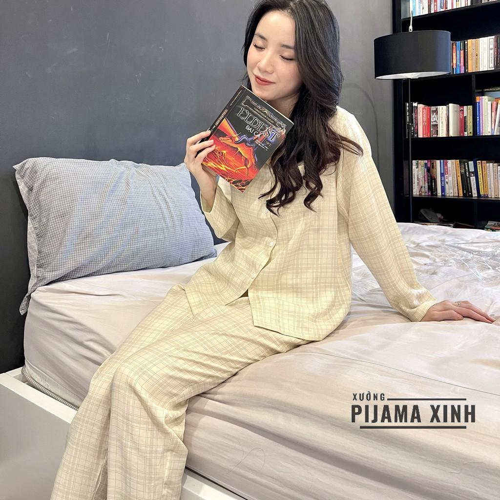 BỘ PIJAMA NỮ MẶC NHÀ DÀI TAY - Chất Lụa Đũi Mềm Thoáng Mát Nhiều Họa Tiết Bộ Quần Áo Dài