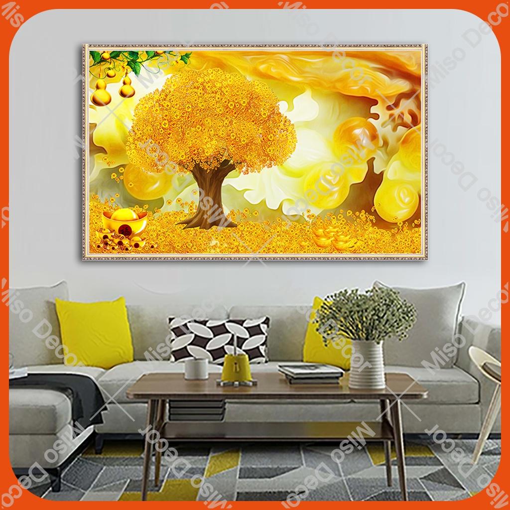 Tranh Tài lộc - cây tiền, rước vượng khí vào nhà - in decal giả khung