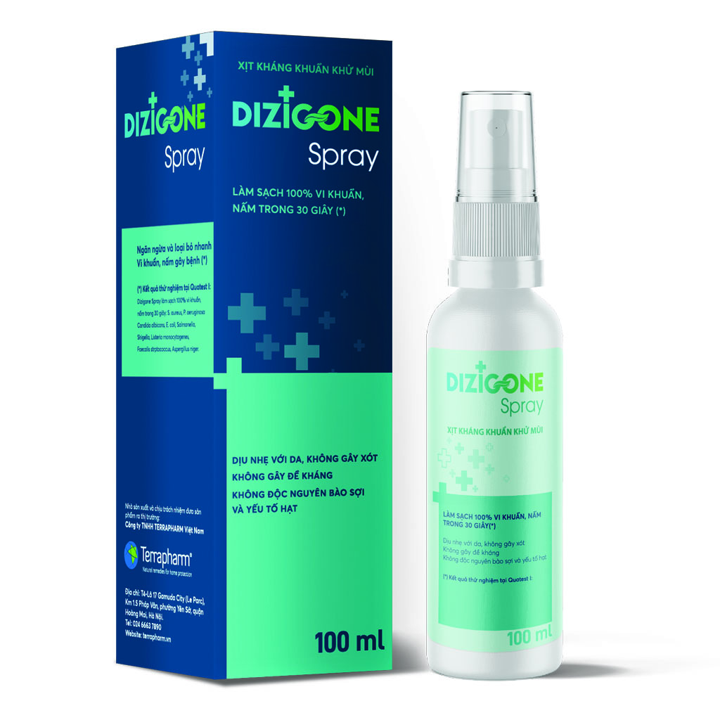 Xịt kháng khuẩn DIZIGONE Spray 100ml - Kháng khuẩn dịu nhẹ, nhanh lành tổn thương, tái tạo da, ngăn ngừa sẹo