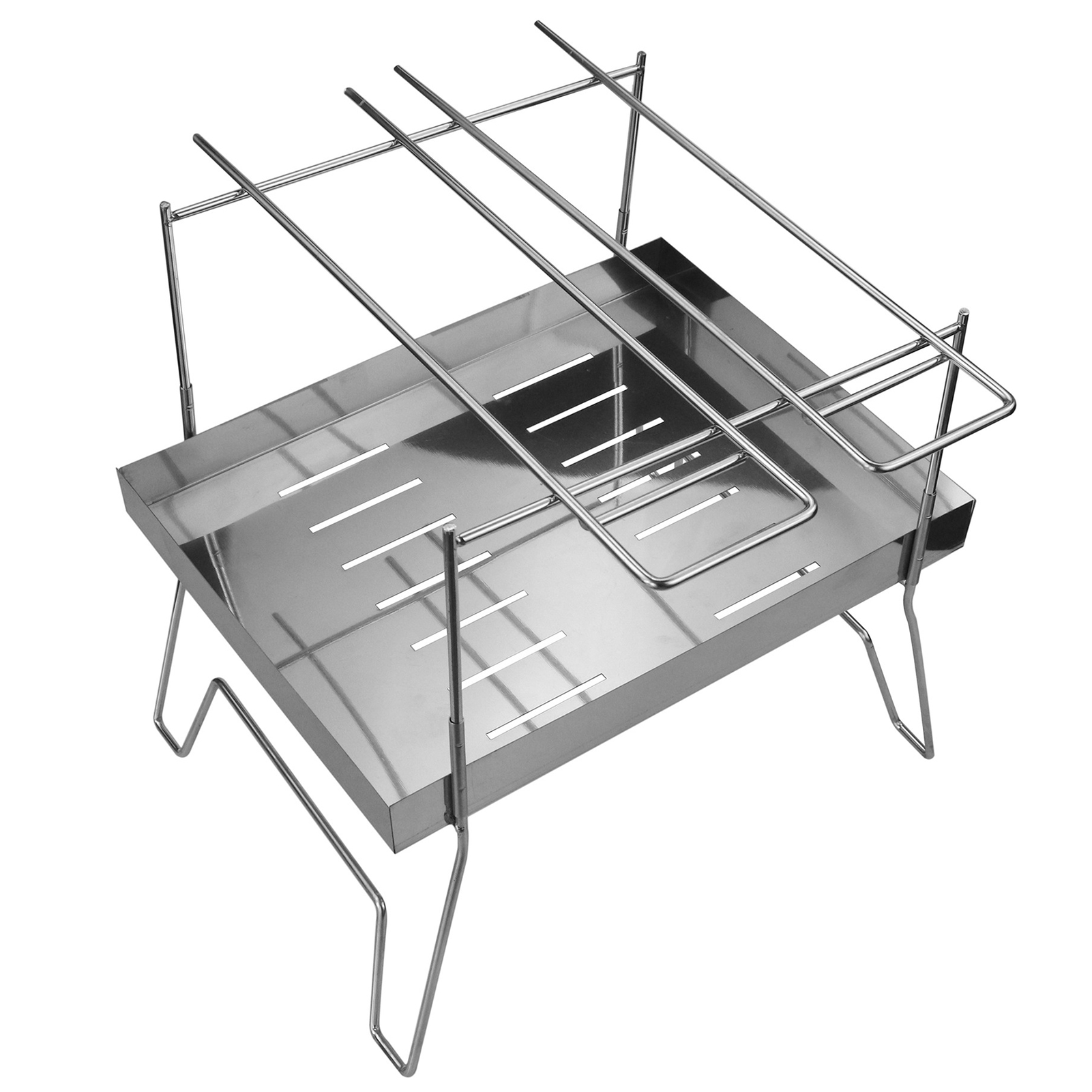 Lò Nướng Bằng Thép Không Gỉ Có Xiên Nướng Dành Cho Cắm Trại Dã Ngoại Ngoài Trời