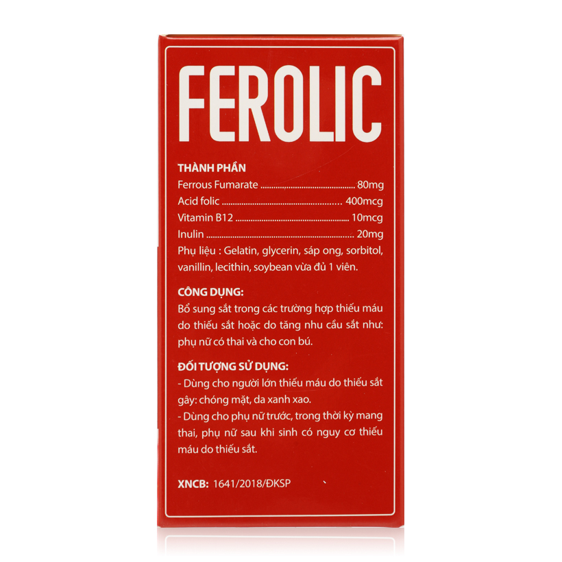 Combo 2 Hộp FEROLIC Bổ Sung Sắt, Acid folic, Vitamin B12 Cho Người Thiếu Máu