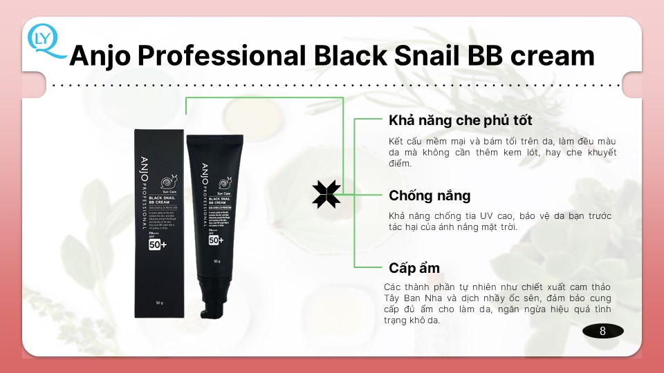 Kem nền BB trang điểm chống nắng, trắng mịn da, che khuyết điểm Hàn Quốc Anjo Professional Black Snail BB cream 50g