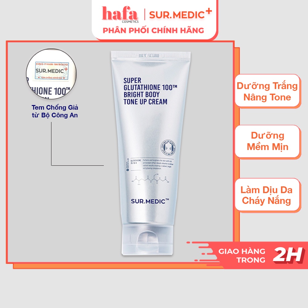 Kem Dưỡng Trắng - Nâng Tone Da Toàn Thân Sur.medic Super Glutathione 100TM Bright Body Tone Up Cream 150ml