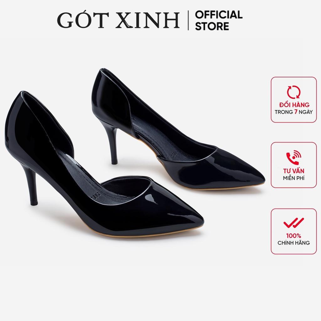 Giày cao gót nữ GÓT XINH G15 da mờ khoét eo đế cao 7cm