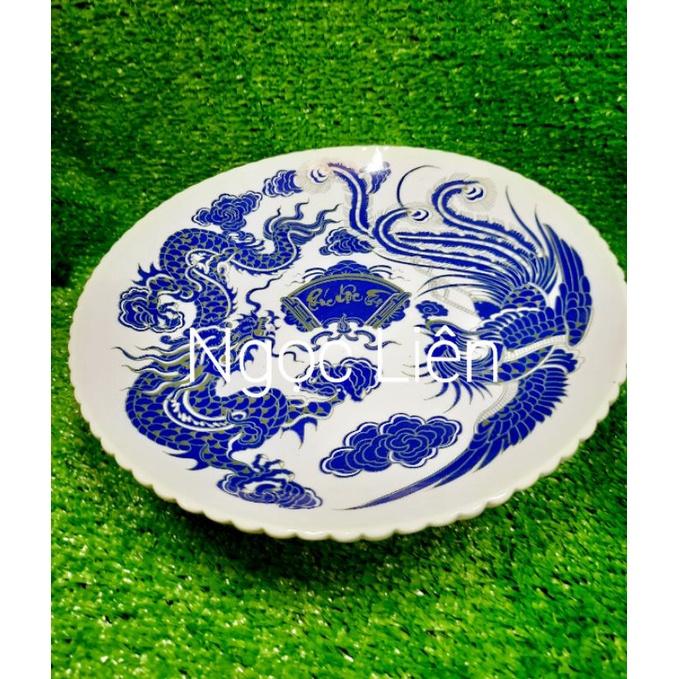 Bộ đồ thờ Bát Tràng xanh kim cao cấp bàn thần tài rộng 60cm