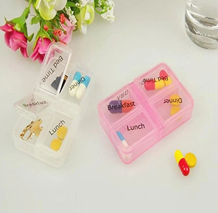Hộp đựng thuốc 7 ngày có thể tháo rời (mỗi ngày 4 ngăn) nhìn dễ thương tiện lợi 10,5x7,5 x4,5