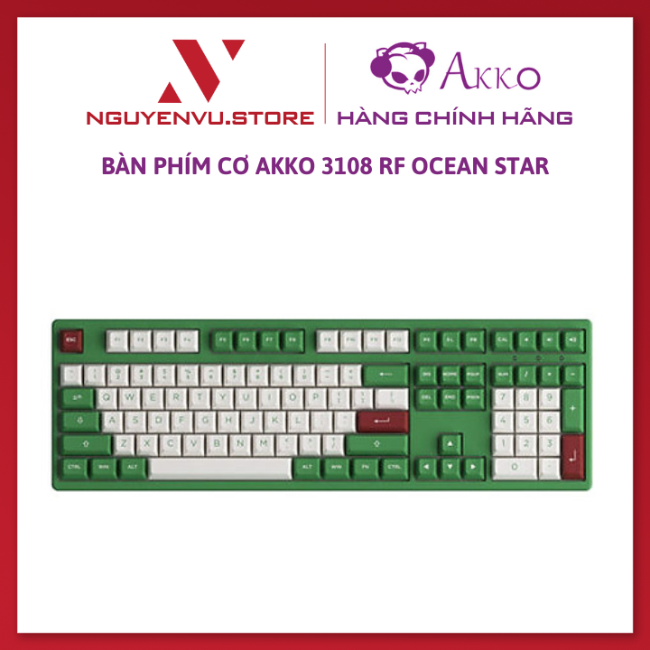 Bàn phím cơ AKKO 3108 RF Matcha Red Bean (2.4Ghz / AKKO sw v3) - Hàng Chính Hãng