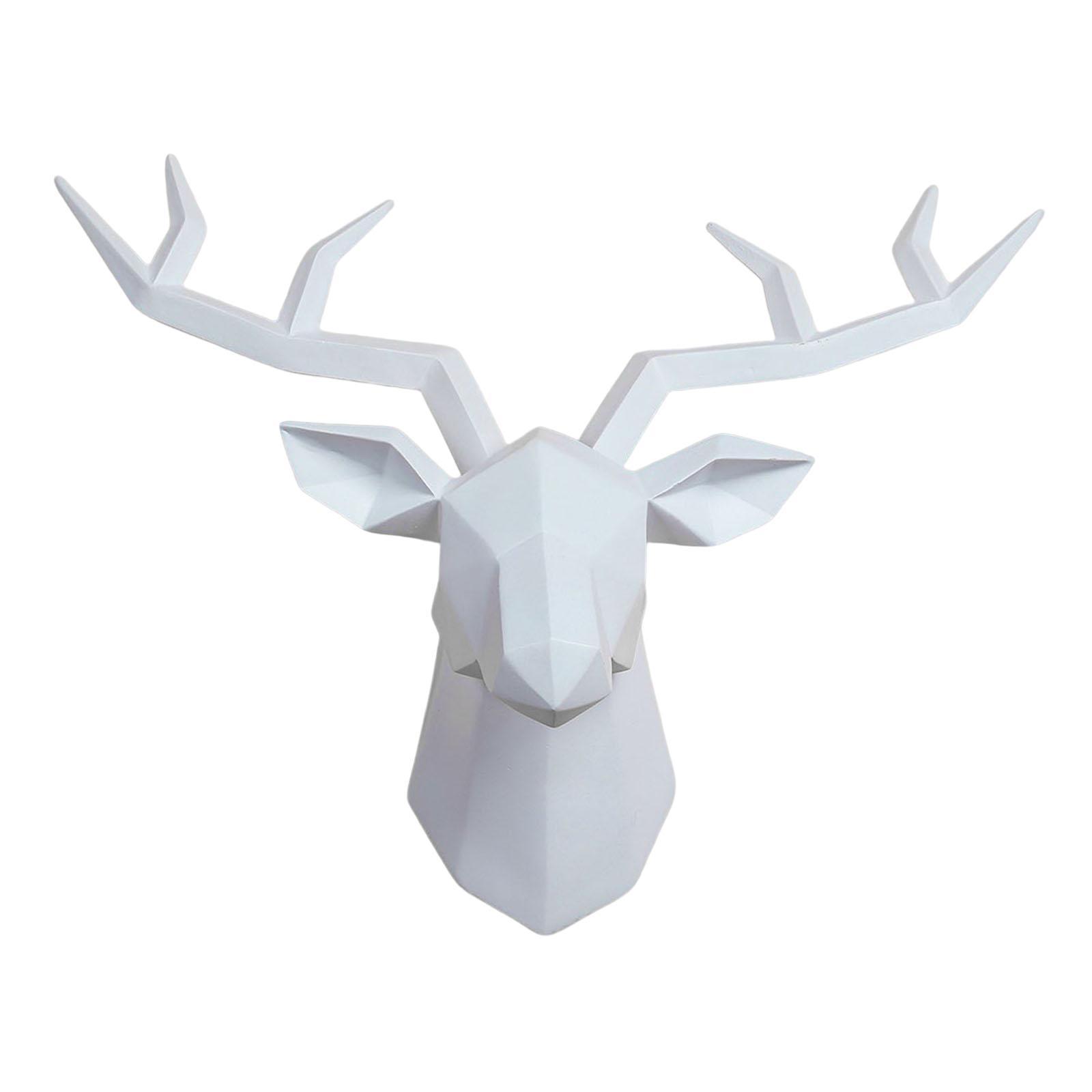 2x Resin Deer Head Sculpture Wall Mount Animal Statue Figurines Decoration