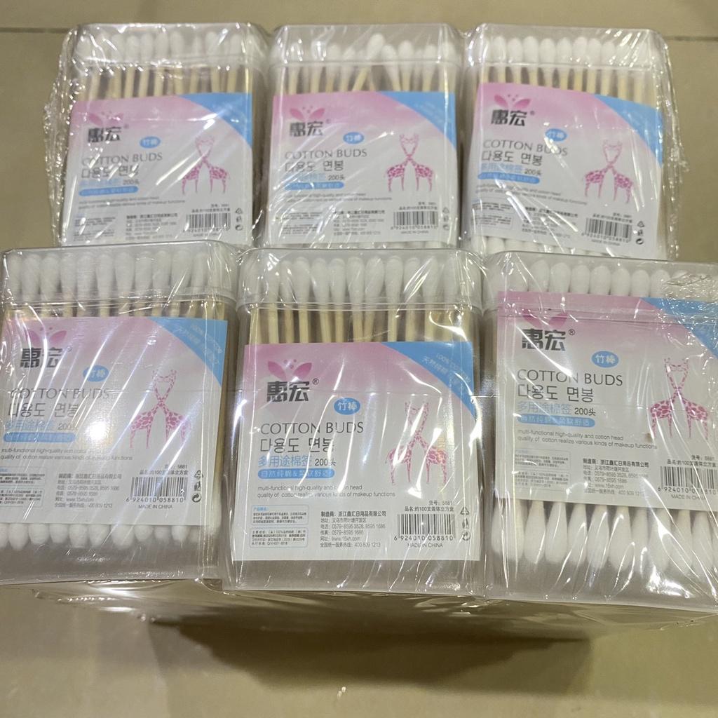 Hộp tăm bông 100 que thân gỗ - K17
