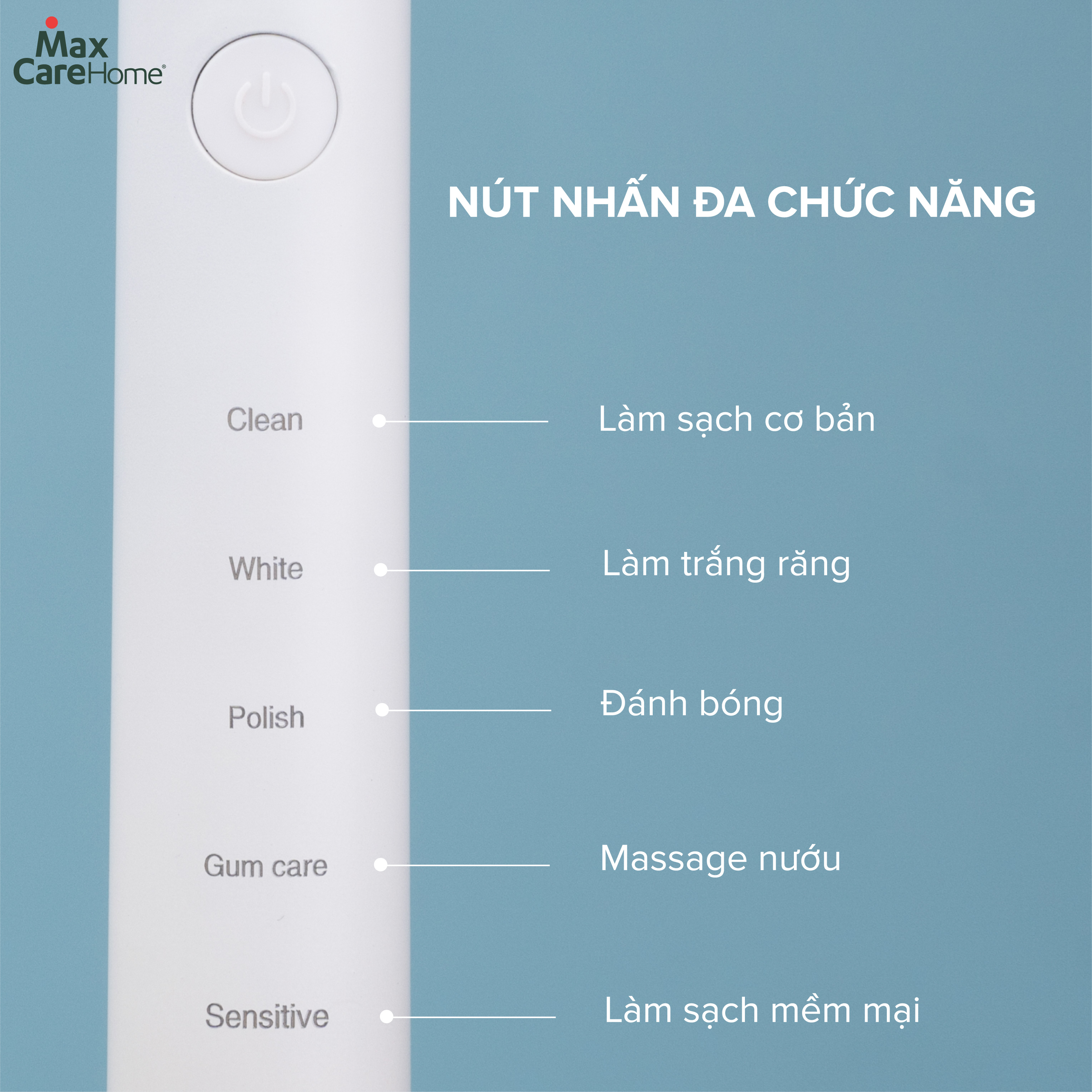 Bàn Chải Điện Maxcare Hera Whitening - Khử Khuẩn Sấy Khô, Công Nghệ Sóng Âm Sonic, Kèm Đầu Rửa Mặt