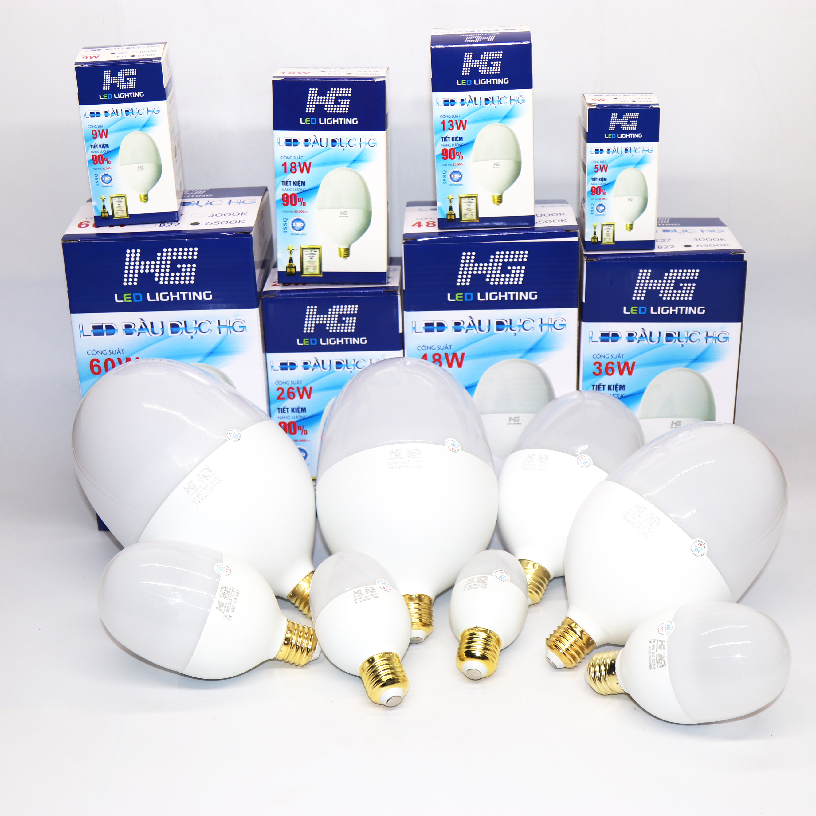 Bóng led trụ bầu dục HG ánh sáng trắng 6500K siêu sáng, siêu bền