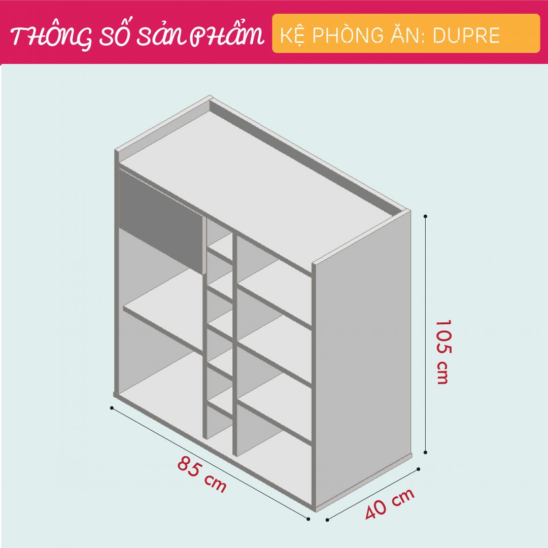 Tủ phòng ăn gỗ hiện đại SMLIFE Dupre | Gỗ MDF dày 17mm chống ẩm | D85xR40xC105cm