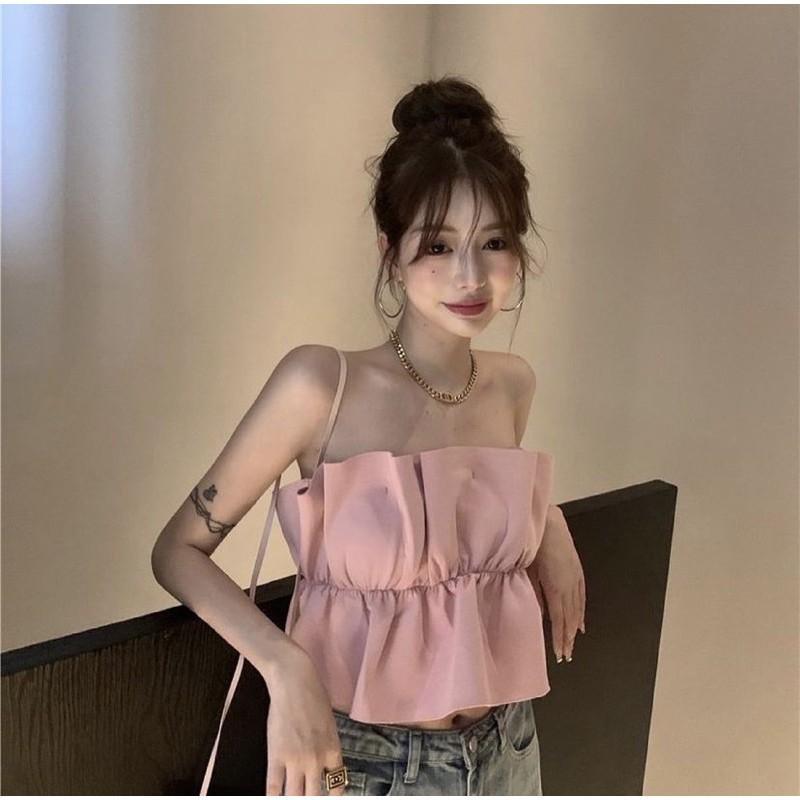 ÁO TUBE HỒNG FREESIZE
