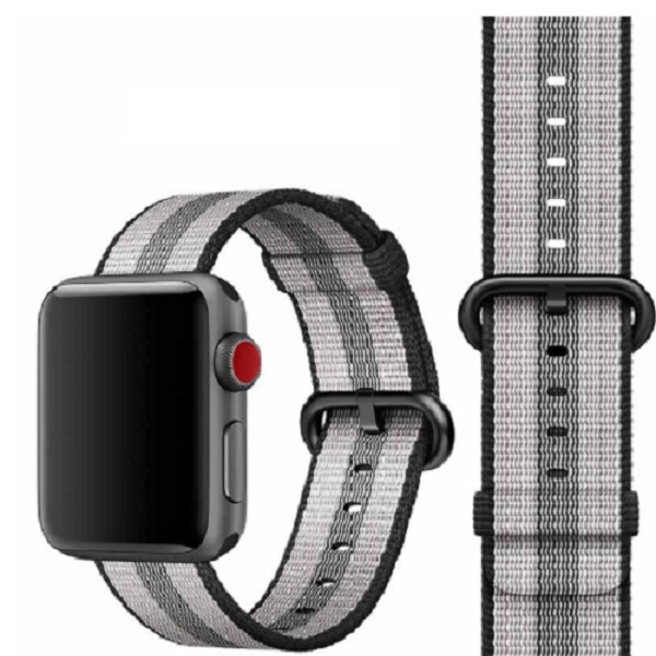 Dây Đeo Đồng Hồ Dành Cho Apple Watch Woven Nylon Sọc Nâu Xám- 38/42mm