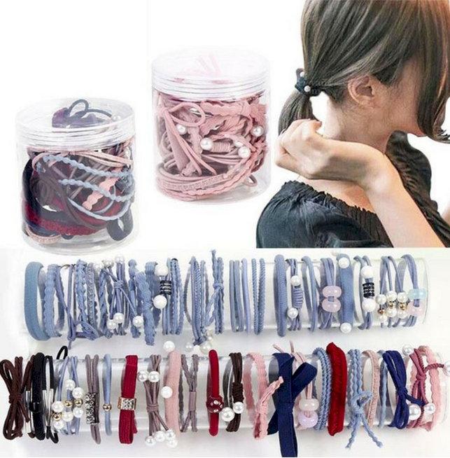 Set 24 dây cột tóc nhiều màu