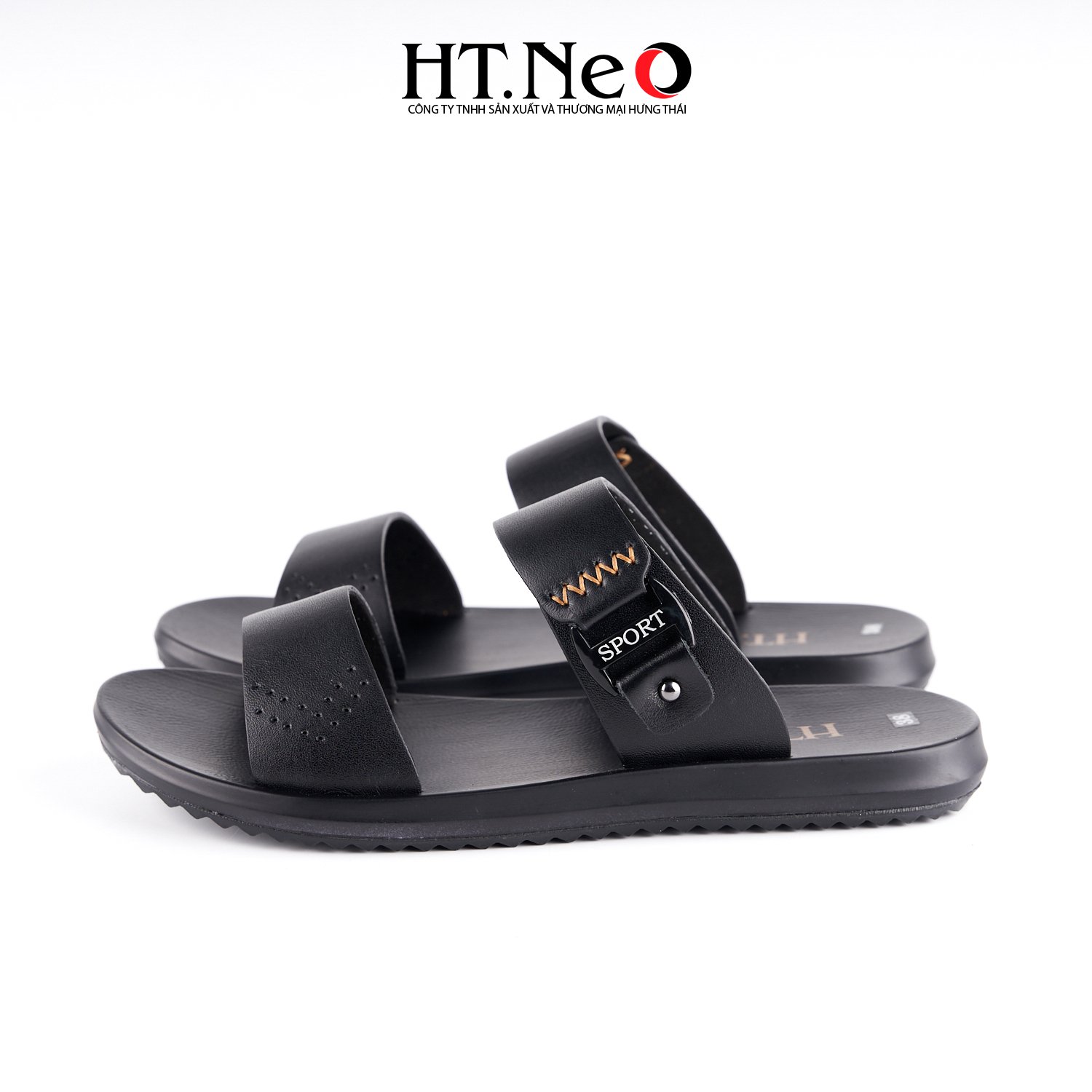 Dép Sandal Nam,dép quai ngang da bò thật cao cấp HT.NeO đế kếp hàng đế khâu SD162