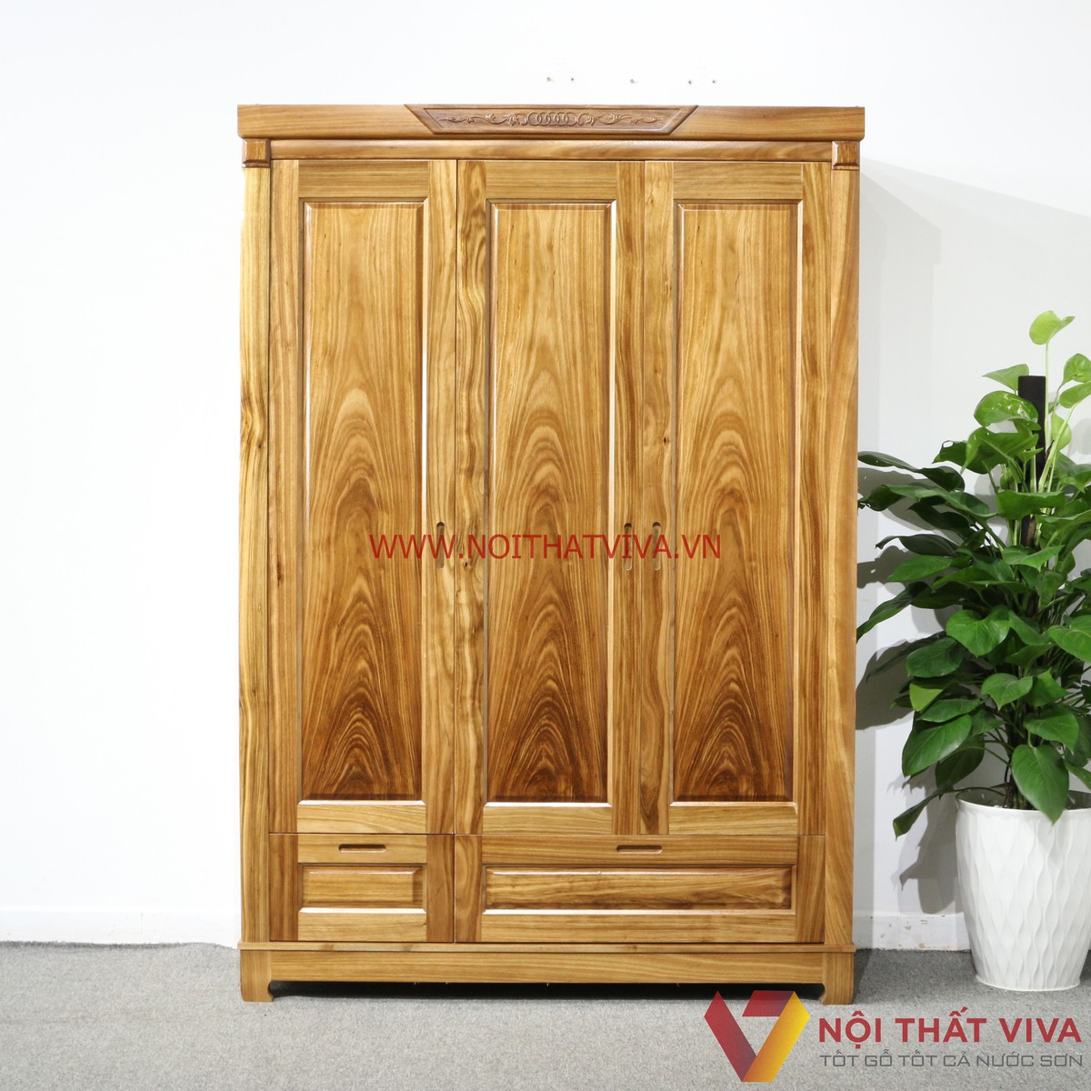 Tủ Áo 3 Cánh Gỗ Hương Xám Đẹp Giá Rẻ