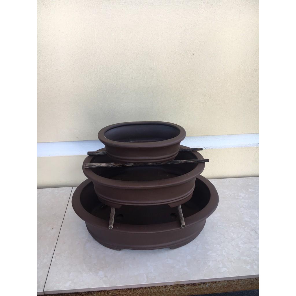 Chậu bonsai Oval đất nung gốm Bát tràng 1 size BM-71