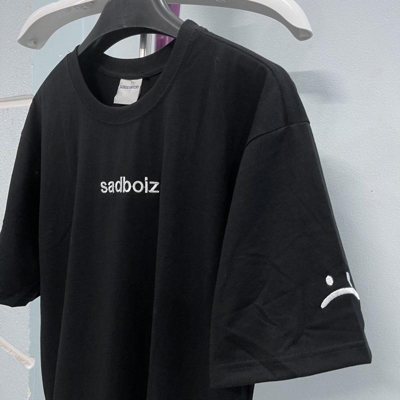 Áo thun unisex tay lỡ SADBOIZ SAD BOIZ SIGNATURE hình thêu mặt cười || Hany shop