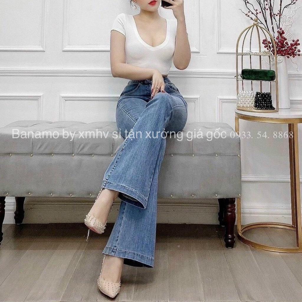 Quần jean ống loe 3 màu sang chảnh siêu hack dáng thời trang 463