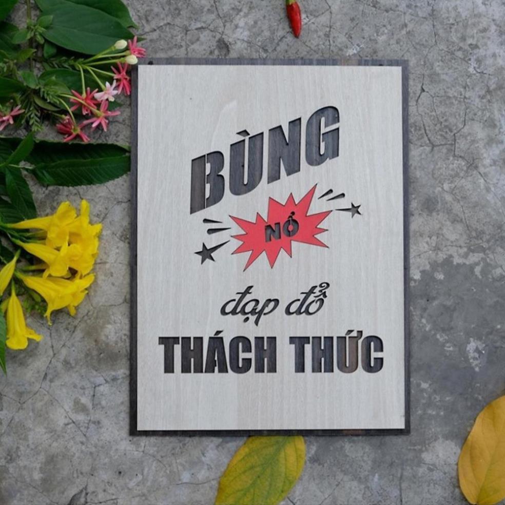 Tranh gỗ treo tường_Bùng nổ đạp đổ thách thức_CR_01. Kich thước 54x40cm