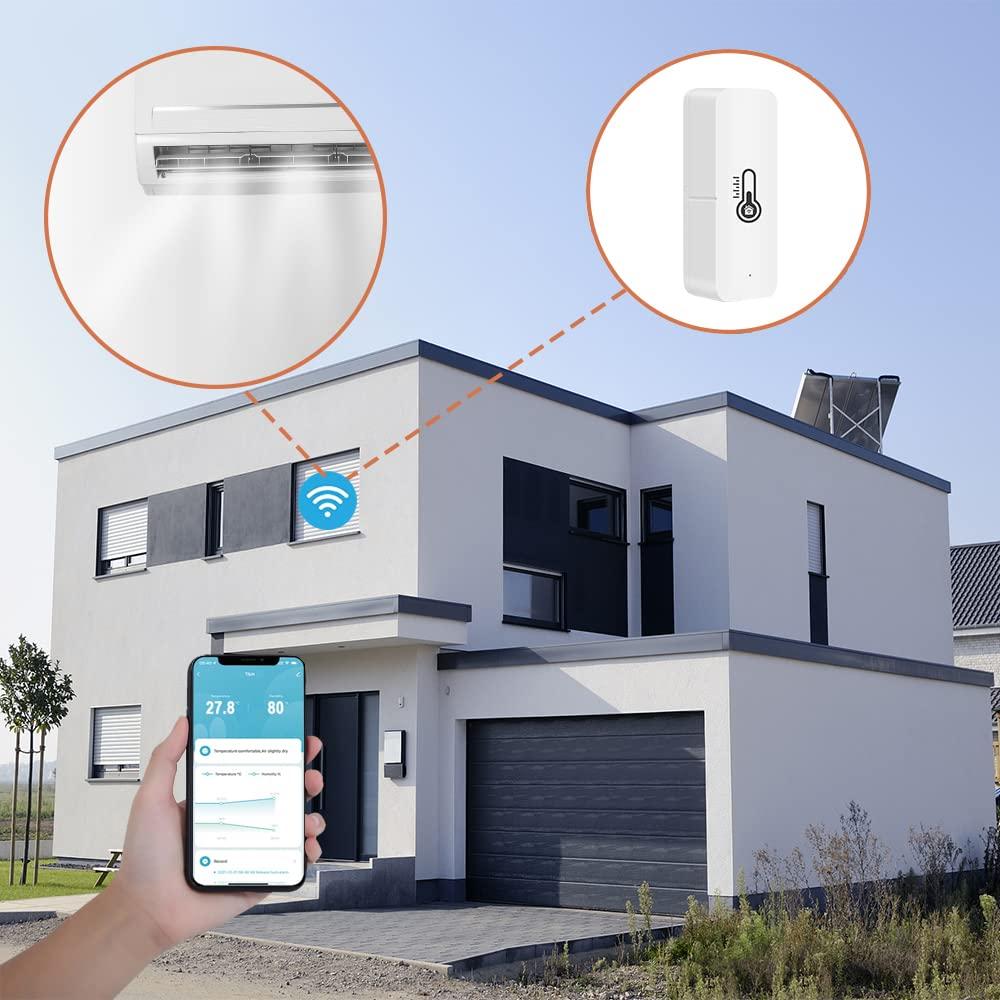 Cảm biến độ ẩm nhiệt độ WiFi, máy đo nhiệt kế không dây với thông báo và lưu trữ dữ liệu ứng dụng, cảm biến độ ẩm nhiệt độ WLAN bên trong, cho tại nhà, văn phòng, khách sạn