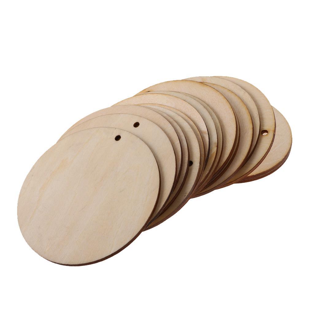 75x Blank Wooden Shapes Plaque with Hole for Kids Painting Crafts 50mm/80mm