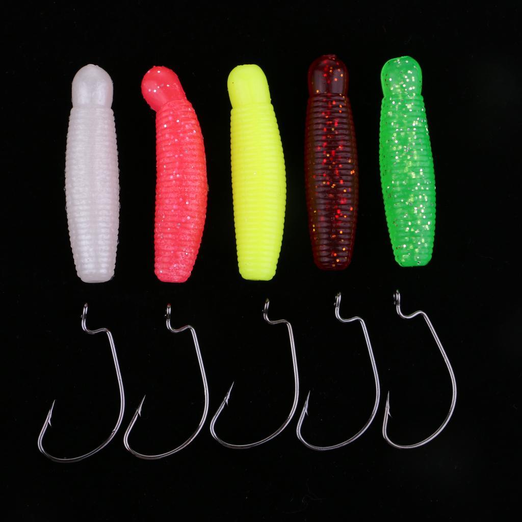 5 Pieces Artificial Soft Pupae PVC Plastic Fishing Lure Simulation Fishing Bait
