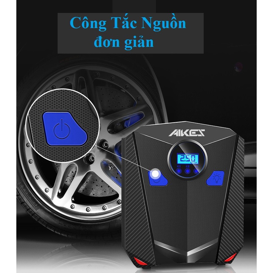 Máy bơm lốp ô tô, xe hơi điện tử thông minh tự ngắt AIKESI