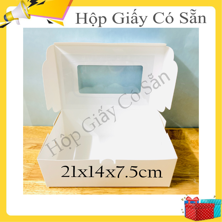 Hộp giấy trắng size 21x14x7.5cm combo 10 hộp