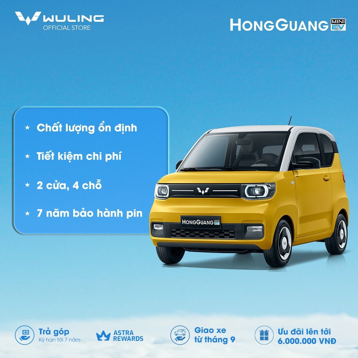 Phiếu đặt cọc [LV2-120 Km]Ô tô điện Wuling Mini EV