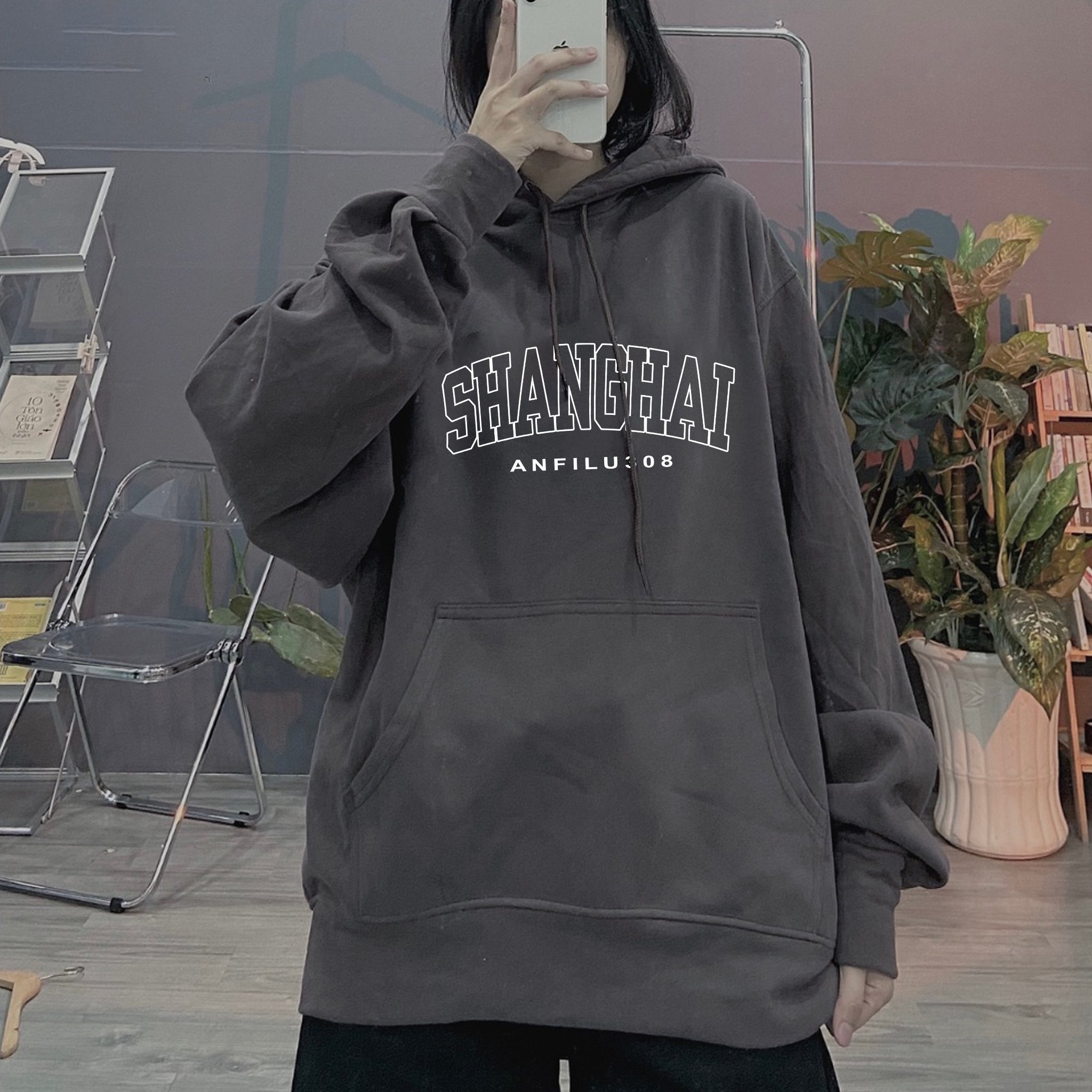 Áo khoác nỉ hoodie SAM CLO nam nữ có mũ dây rút tay dài thu đông freesize dáng Unisex CHUI SHANGHAI