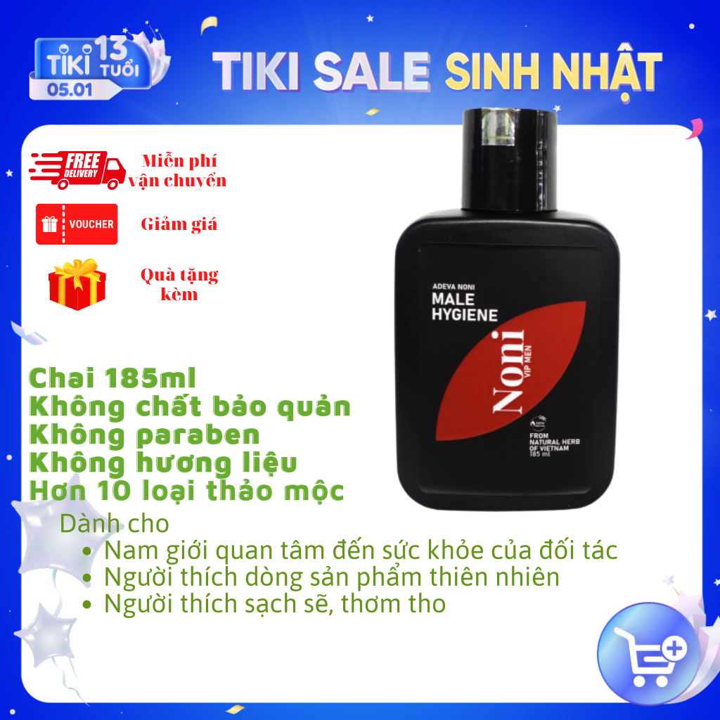 Dung dịch vệ sinh nam Noni VIP Men - 185ml - Tinh dầu đàn hương sang trọng và nam tính, chất tạo bọt dịu nhẹ hostapon nguồn gốc dầu dừa, thành phần từ thảo dược tự nhiên an toàn và lành tính cho mọi lứa tuổi