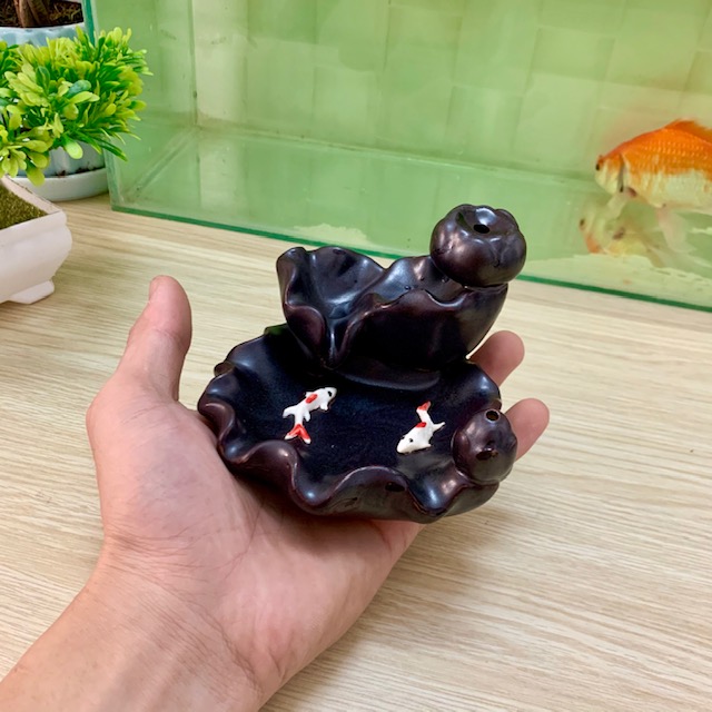 Thác khói trầm hương LÁ SEN CO CÁ tặng 10 nụ trầm,thác khói chảy ngược dùng đốt hoặc xông nụ trầm hương
