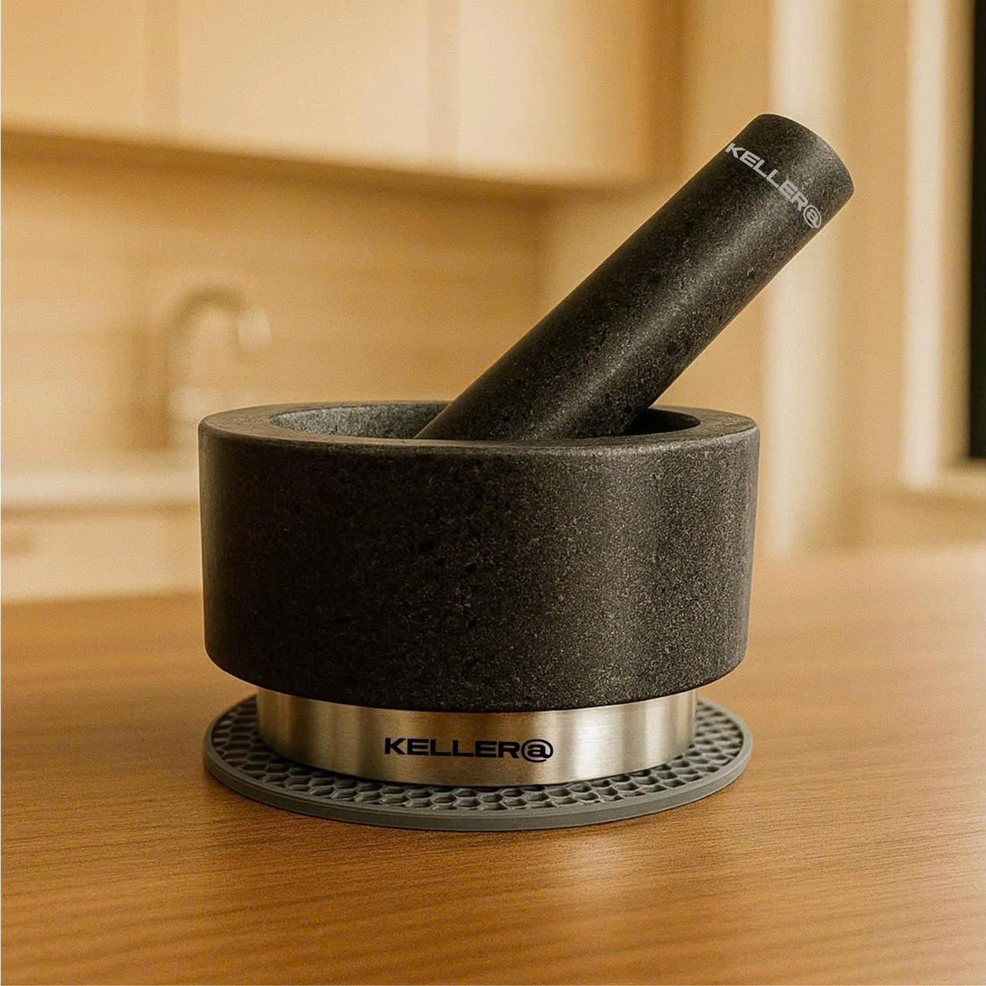 Bộ Cối Chày Đá Granite Nguyên Khối KELLER - Germany hàng chính hãng