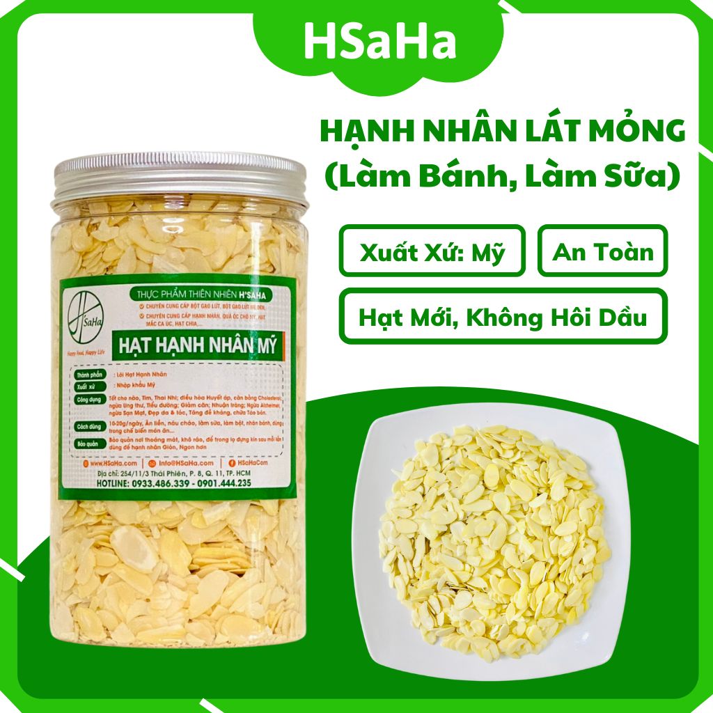 Hạnh Nhân Lát Mỹ HSaHa - Hạt Hạnh Nhân Cắt Lát Mỏng Làm Bánh, Làm Sữa Hạt