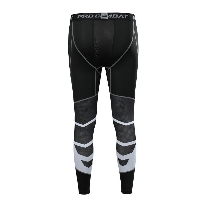 QUẦN GIỮ NHIỆT COMBAT PRO LEGGING PHỐI TRẮNG TẬP GYM NAM DÁNG DÀI MÀU ĐEN SQ518T