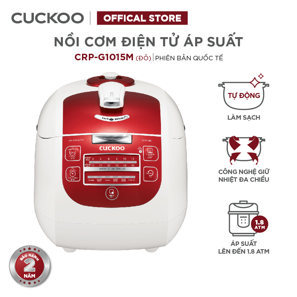 Nồi Cơm Áp Suất Điện Tử Cuckoo CRP-G1015M - 1.8L (Đỏ) - Hàng Chính Hãng